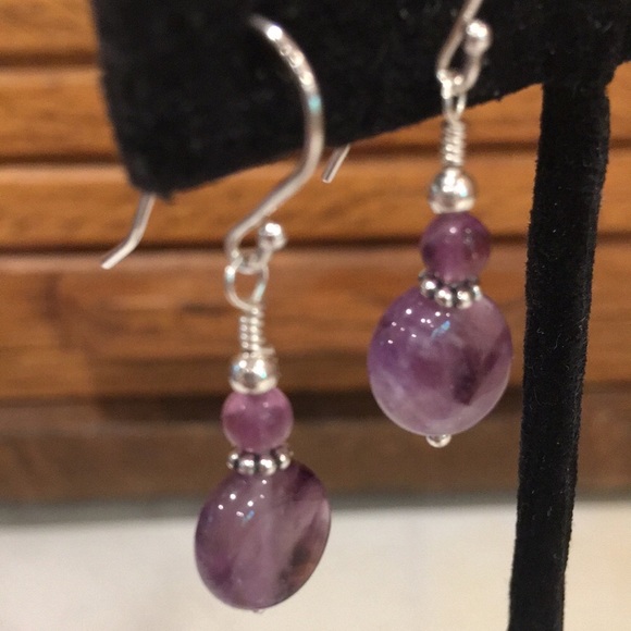 Sterling silver and amethyst earrings - Picture 2 of 5